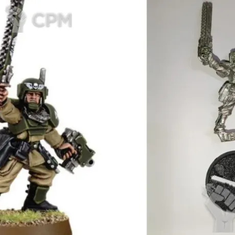 Описание картинки Cadian Lieutenant with Chainsword and Bolt Pistol от thymeQ по цене 1 200руб | Свободный Рынок Миниатюр - СРМ