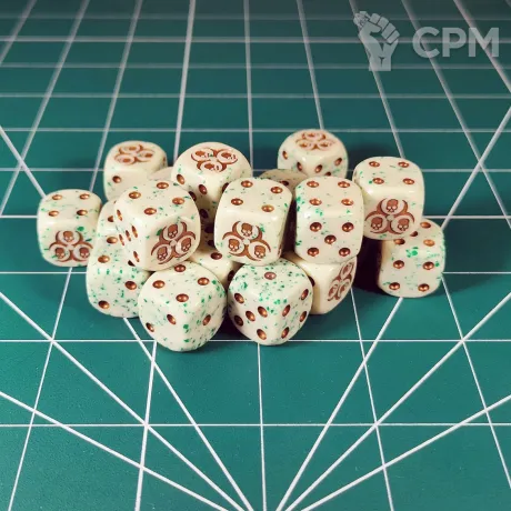 Описание картинки Custom Nurgle Dice x20 от Vault Boy по цене 3 498руб | Свободный Рынок Миниатюр - СРМ