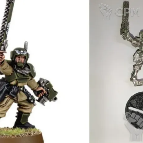 Описание картинки Cadian Lieutenant with Chainsword and Bolt Pistol от thymeQ по цене 1 200руб | Свободный Рынок Миниатюр - СРМ