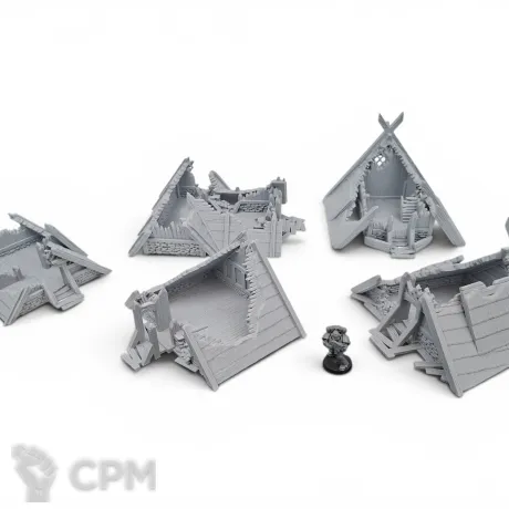 Описание картинки Разрушенные Дома Северян - Фэнтези Террейн от Terrain Print по цене 2 500руб | Свободный Рынок Миниатюр - СРМ