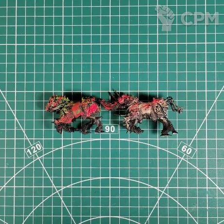 Описание картинки Chaos Knights Horses Chaos Steeds x2 от Каджит по цене 398руб | Свободный Рынок Миниатюр - СРМ