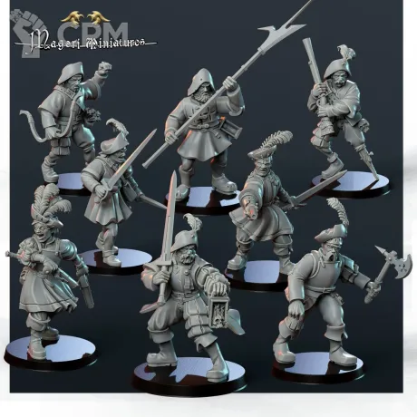 Описание картинки Marienburg mercenary warband от 3D Wargaming по цене 1 000руб | Свободный Рынок Миниатюр - СРМ
