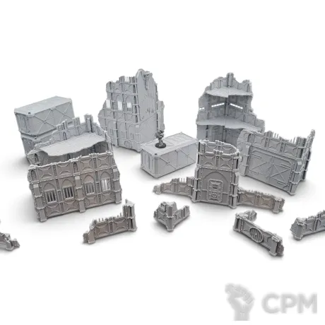 Описание картинки Набор Террейна 11th Редакции - Armored Ruins от Terrain Print по цене 6 400руб | Свободный Рынок Миниатюр - СРМ