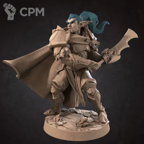 Описание картинки Лунный Эльф, Воин (Moon Elf, Warrior) от Gabrigame_Print по цене 330руб | Свободный Рынок Миниатюр - СРМ