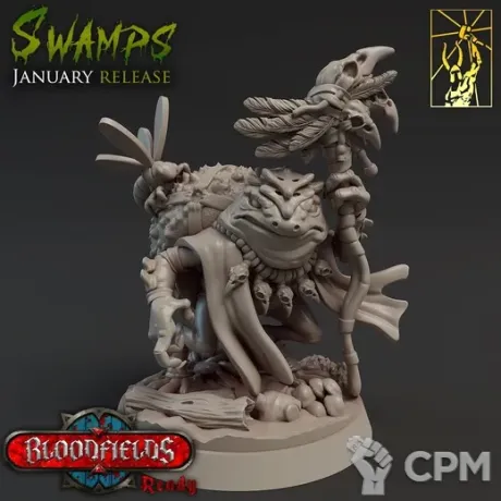 Описание картинки Жаболюд, Шаман (Bullywug, Shaman) от Gabrigame_Print по цене 340руб | Свободный Рынок Миниатюр - СРМ