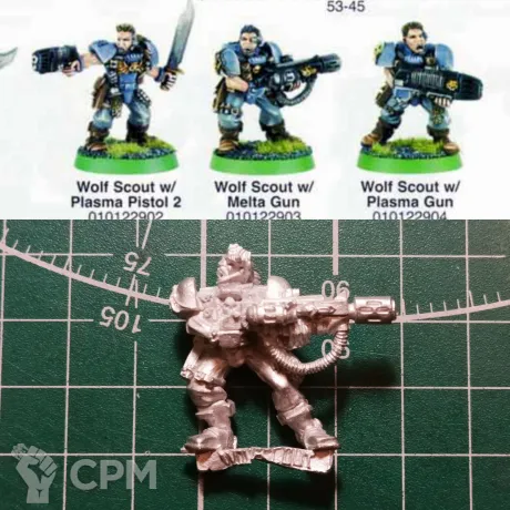 Описание картинки Wolf Scout w/Melta Gun (3ed) от Stark Foundry по цене 310руб | Свободный Рынок Миниатюр - СРМ