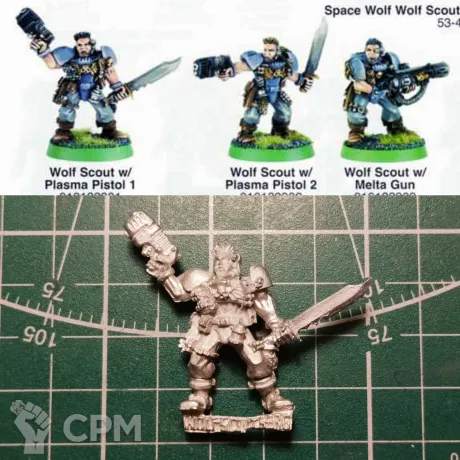 Описание картинки Wolf Scout w/Plasma Pistol 1 (Sergeant; 3ed) от Stark Foundry по цене 310руб | Свободный Рынок Миниатюр - СРМ