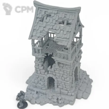 Описание картинки Разрушенная Сторожевая Вышка - Фэнтези Террейн от Terrain Print по цене 1 800руб | Свободный Рынок Миниатюр - СРМ