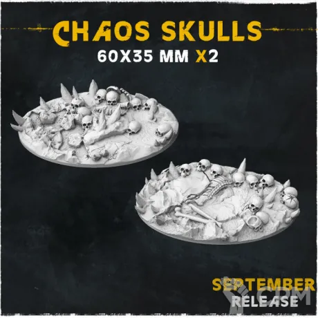 Описание картинки База Chaos Skulls 60x35mm от Helnex workshop  по цене 140руб | Свободный Рынок Миниатюр - СРМ