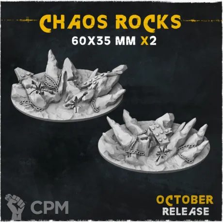Описание картинки База Chaos Rocks 60x35mm от Helnex workshop  по цене 140руб | Свободный Рынок Миниатюр - СРМ