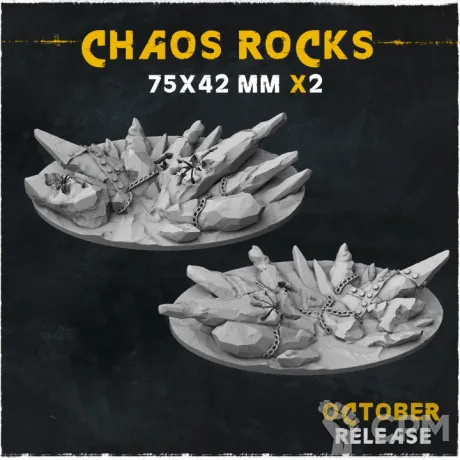 Описание картинки База Chaos Rocks 75x42mm от Helnex workshop  по цене 250руб | Свободный Рынок Миниатюр - СРМ