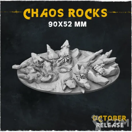 Описание картинки База Chaos Rocks 90x52mm от Helnex workshop  по цене 380руб | Свободный Рынок Миниатюр - СРМ