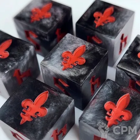 Описание картинки Адепта Сороритас, набор из 10 дайсов для Warhammer 40k от SilverDiceCult по цене 4 000руб | Свободный Рынок Миниатюр - СРМ