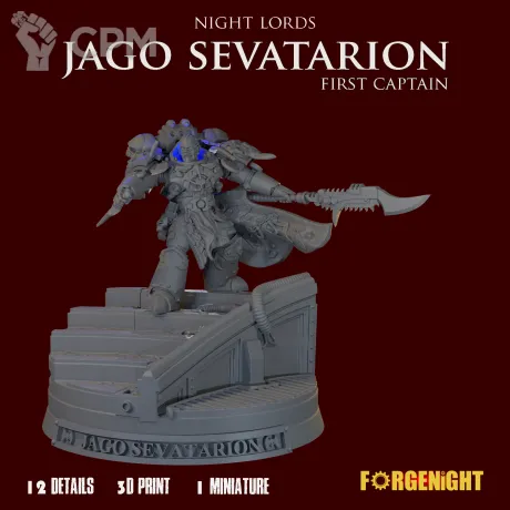 Описание картинки Jago "Sevatar" Sevatarion - First Captain of the Night Lords Diorama от ForgeNight по цене 750руб | Свободный Рынок Миниатюр - СРМ