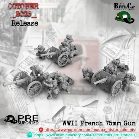 Описание картинки French 75mm Gun от 3DPrintClub по цене 400руб | Свободный Рынок Миниатюр - СРМ
