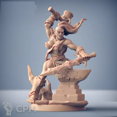 Описание картинки Fantasy Pin-up. Орчиха кузнец от Подземный человек по цене 350руб | Свободный Рынок Миниатюр - СРМ