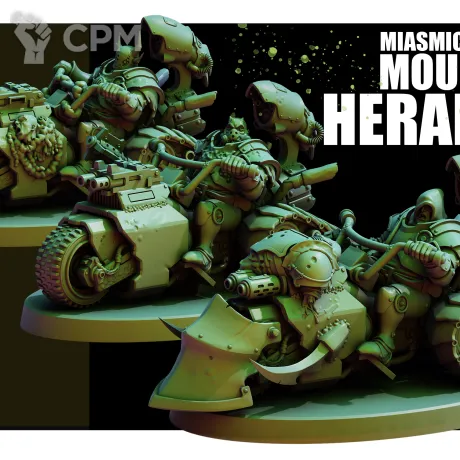 Описание картинки Miasmic Cohort Mounted Heralds от Manufactorum76 по цене 2 800руб | Свободный Рынок Миниатюр - СРМ