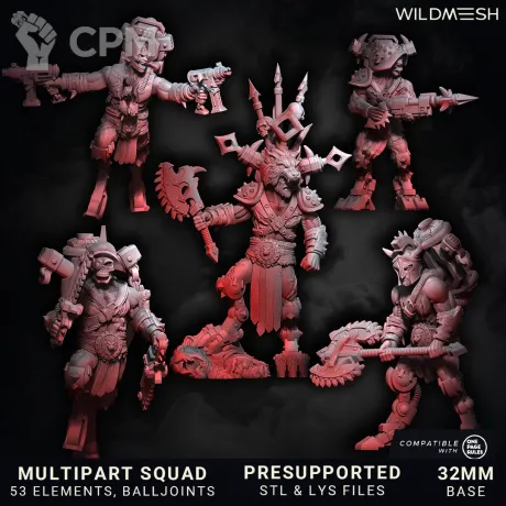 Описание картинки Chaos Wrath - Bestiarii Multipart Squad от PocketSized Prints по цене 850руб | Свободный Рынок Миниатюр - СРМ