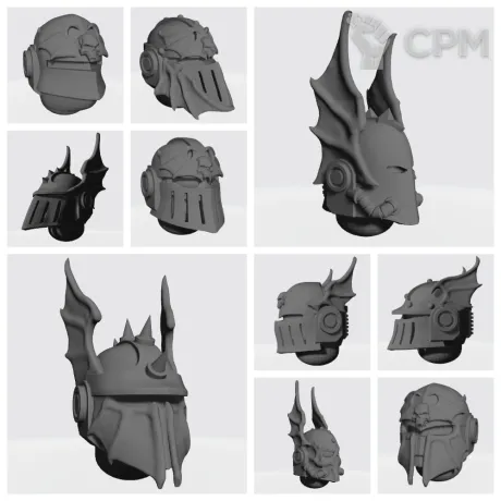 Описание картинки Night Lords Helmets v14 от Стальные Небеса по цене 150руб | Свободный Рынок Миниатюр - СРМ