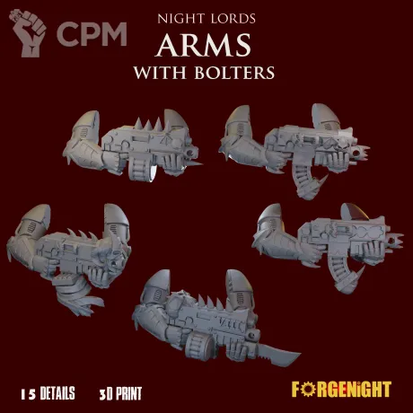Описание картинки Night Lords arms with bolters от ForgeNight по цене 250руб | Свободный Рынок Миниатюр - СРМ