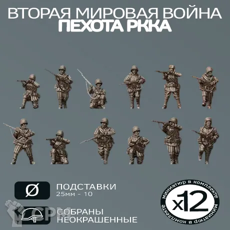 Описание картинки Пехота РККА | USSR Rifle Squad от W1L50n по цене 1 100руб | Свободный Рынок Миниатюр - СРМ