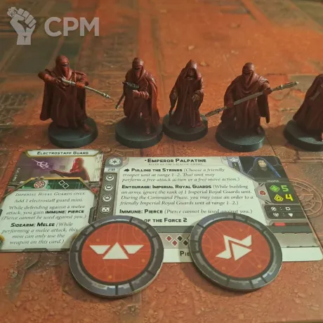 Описание картинки Palpatine and Royal guards/ Палпатин и Королевская стража от Dwarfhammer по цене 1 000руб | Свободный Рынок Миниатюр - СРМ