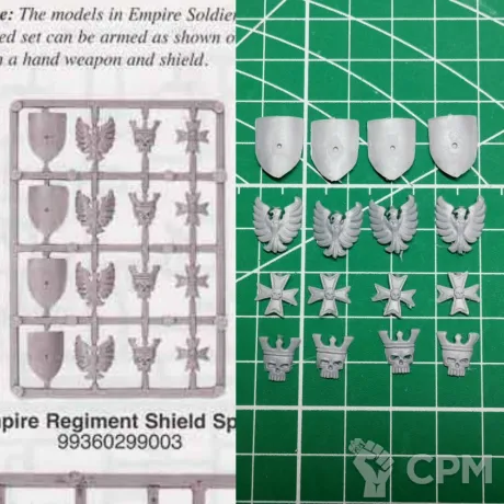 Описание картинки Empire Regiment Shield sprue (1998) от Stark Foundry по цене 180руб | Свободный Рынок Миниатюр - СРМ