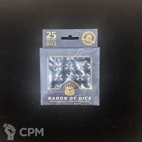 Описание картинки Набор кубов Baron Of Dice Chain Blades - Matte Black (Round Corner, x25 Dice, 16mm) от Akella по цене 5 500руб | Свободный Рынок Миниатюр - СРМ