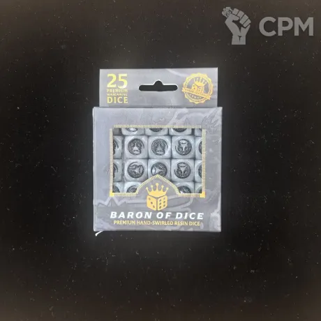 Описание картинки Набор кубов Baron Of Dice Howling Wolf - Grey Shadow (Round Corner, x25 Dice) от Akella по цене 5 500руб | Свободный Рынок Миниатюр - СРМ