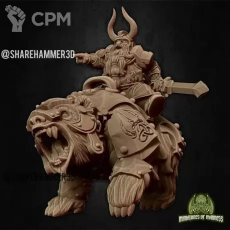 Описание картинки Dwarf Lord on a Bear от MrMetalHorror по цене 400руб | Свободный Рынок Миниатюр - СРМ