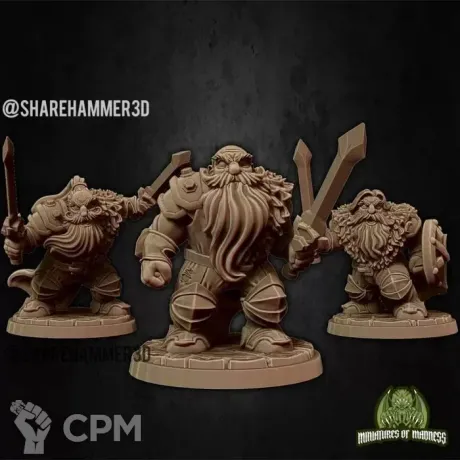 Описание картинки Dwarfs Warriors - 3 Штуки от MrMetalHorror по цене 300руб | Свободный Рынок Миниатюр - СРМ