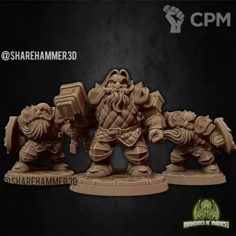 Описание картинки Dwarfs Warriors - 3 Штуки от MrMetalHorror по цене 300руб | Свободный Рынок Миниатюр - СРМ