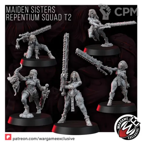 Описание картинки MAIDEN SISTERS REPENTIUM SQUAD Т2 Репентии хаоса+Пинап версия #2 от WastelandMiniatures по цене 570руб | Свободный Рынок Миниатюр - СРМ