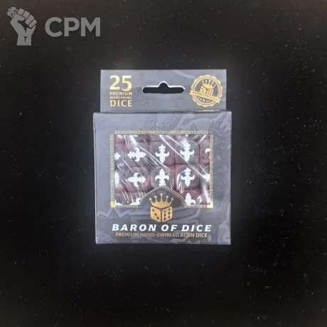 Описание картинки Набор кубов Baron Of Dice Fleur De Lis - Red (Round Corner, x25 Dice) от Akella по цене 5 500руб | Свободный Рынок Миниатюр - СРМ