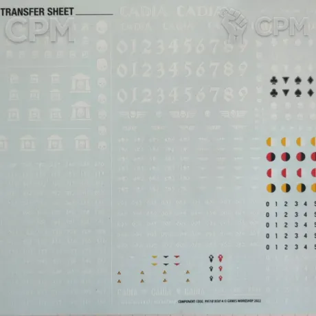 Описание картинки Cadian Transfer Sheet Decals от Black Legion Hall по цене 330руб | Свободный Рынок Миниатюр - СРМ