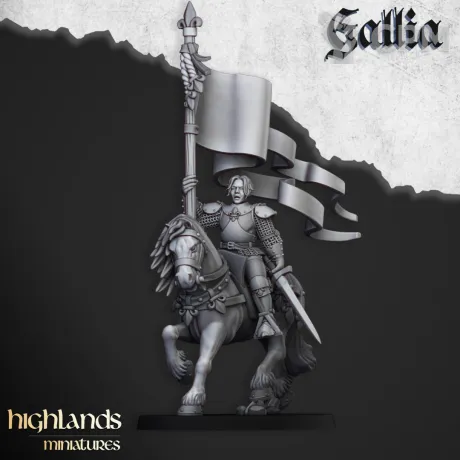 Описание картинки Bretonnia Standard bearer of the Army от Knight of Light по цене 385руб | Свободный Рынок Миниатюр - СРМ