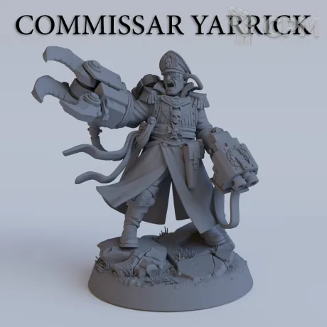 Описание картинки Astra Militarum: Commissar Yarrick / Комиссар Яррик Имперской Гвардии / Warhammer 40000 от Лавка Приключенца по цене 399руб | Свободный Рынок Миниатюр - СРМ