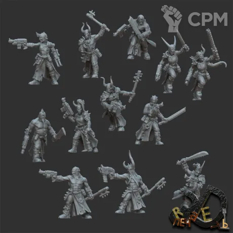 Описание картинки Blackstone Fortress Melee Cultist от R.E.print по цене 990руб | Свободный Рынок Миниатюр - СРМ