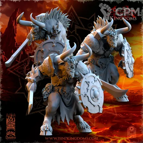 Описание картинки Minotaurs with Sword and Shield от Naggaroth Night по цене 500руб | Свободный Рынок Миниатюр - СРМ