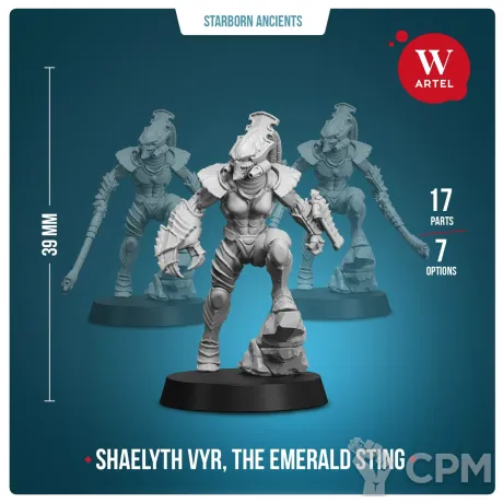 Описание картинки Миниатюра Shaelyth Vyr, the Emerald Sting от Артель W по цене 1 350руб | Свободный Рынок Миниатюр - СРМ
