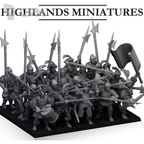 Описание картинки Sunland Helbardiers/ Имперские алебардисты от PocketSized Prints по цене 1 200руб | Свободный Рынок Миниатюр - СРМ