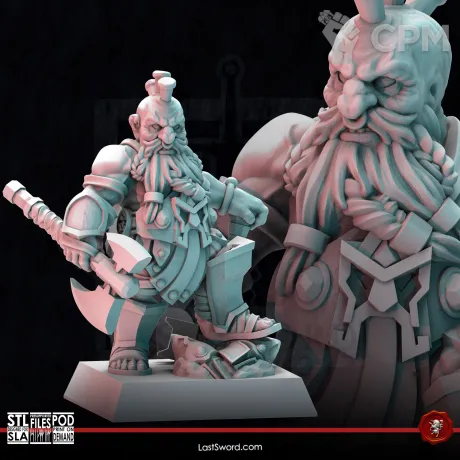 Описание картинки Dwarves Khargun Skullclaw (Berserker hero) от Recruiter по цене 450руб | Свободный Рынок Миниатюр - СРМ