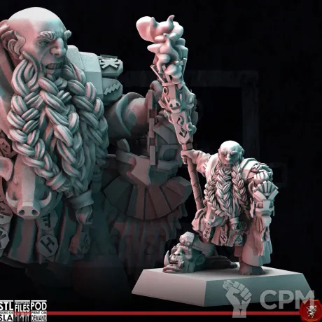 Описание картинки Dwarves Runepriest with staff on foot от Recruiter по цене 450руб | Свободный Рынок Миниатюр - СРМ