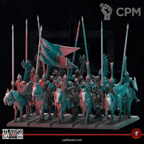 Описание картинки Kislev Winged Hussars от Recruiter по цене 1 700руб | Свободный Рынок Миниатюр - СРМ