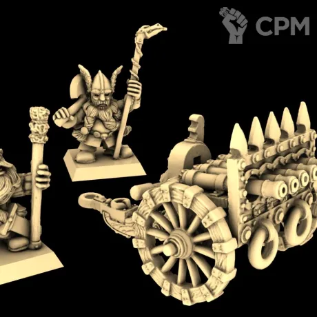 Описание картинки Dwarfs - Organ Gun от 3Д-Печка по цене 400руб | Свободный Рынок Миниатюр - СРМ