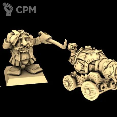 Описание картинки Dwarfs - Flame Cannon 3rd Ed от 3Д-Печка по цене 400руб | Свободный Рынок Миниатюр - СРМ