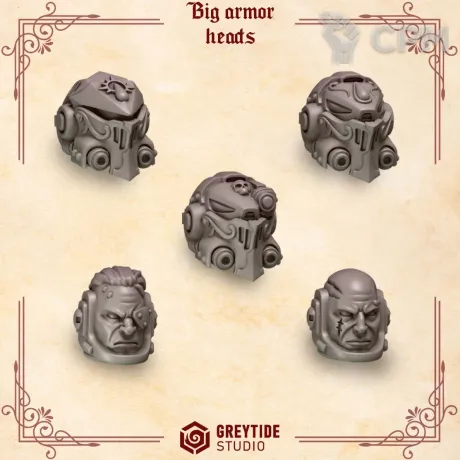 Описание картинки Crimson Lords: Big Armor Heads от 3Д-Печка по цене 200руб | Свободный Рынок Миниатюр - СРМ