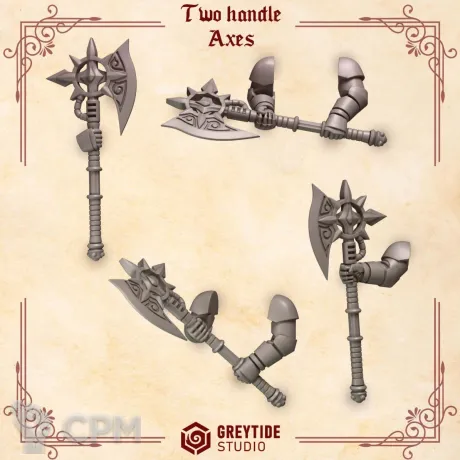 Описание картинки Crimson Lords: Two Handle Axe от 3Д-Печка по цене 300руб | Свободный Рынок Миниатюр - СРМ
