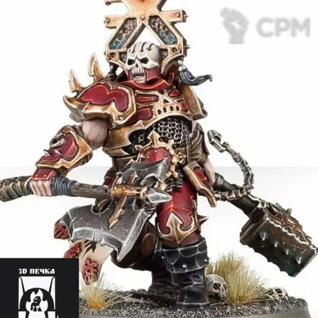 Описание картинки Aspiring Deathbringer with Goreaxe and Skullhammer от 3Д-Печка по цене 300руб | Свободный Рынок Миниатюр - СРМ