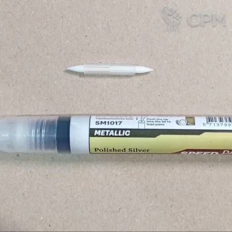 Описание картинки Акриловый маркер Army Painter - Polished Silver (metallic) (SM1017)+запасной наконечник от Sladkov по цене 700руб | Свободный Рынок Миниатюр - СРМ